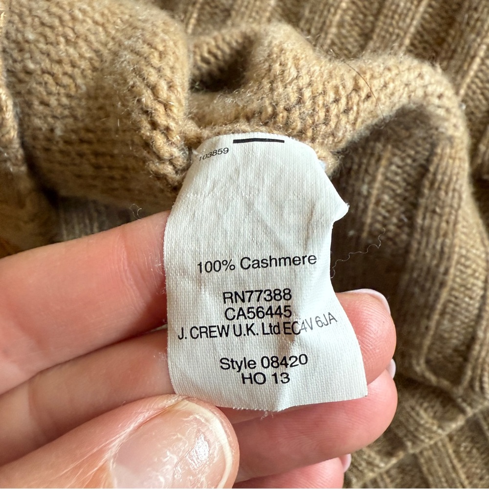 J.crew Italian Cashmere Oversized Dolman 3/4 sleeve sweater tan size small - Picture 5 of 7